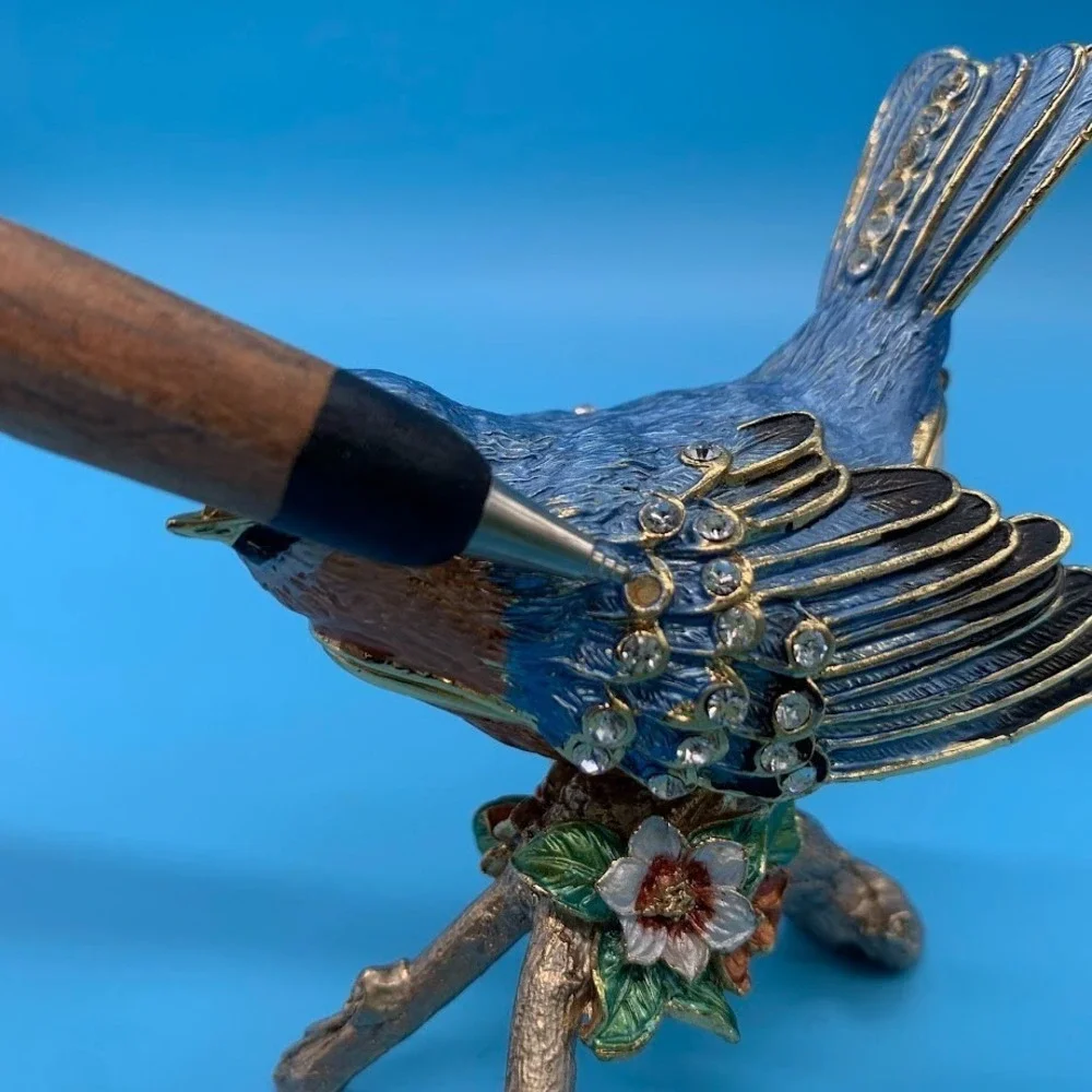 Vintage‎ Bluebird Enamel Hinged Collectible Jewelry Trinket Box
